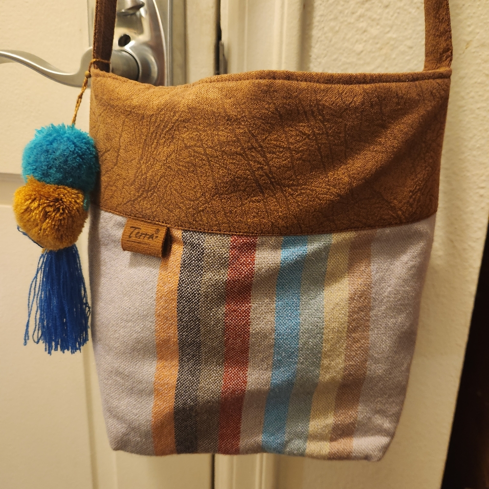 Terra Multicolored Striped Women's Bag With Decorative Pendants